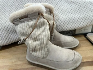 UGG Stiefel cremeweiß Wildleder Strick Kunstfell groß Damengröße 6 - Bild 1 von 6