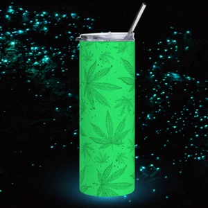 Glow In The Dark Weed Becher 20 Unzen Marihuana Blätter Motiv - Bild 1 von 5