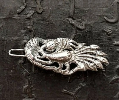 Grampo de cabelo chinês antigo ou vintage, clipe de barrette ou faixa, pássaro, 1x2", grm 4,9 - Imagem 1 de 4