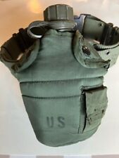 Green US Army Water Canteen and Cover with Clips and Military Belt