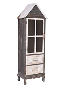 Vitrine Landhausstil Vitrinenschrank Drahtgitter Standvitrine Regalschrank Antik - Bild 1 von 5