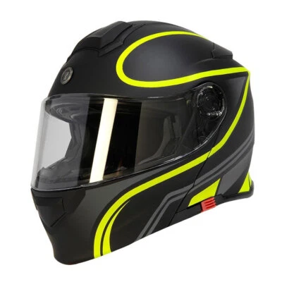 Casco de motocicleta modular de cara completa T28 doble visera calle negro alta visibilidad amarillo L Foto 1 de 4