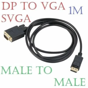 1m DisplayPort DP Plug to SVGA VGA HD Male-Male Plug Digital Video Cable Lead - Picture 1 of 4