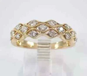 1.50Ct Round Lab Created Diamond Half Eternity Band Ring 14k Yellow Gold Plated - Picture 1 of 8