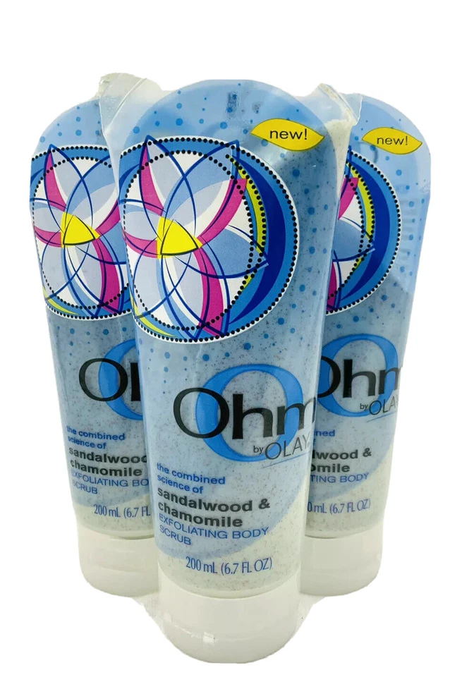 3 olay ohm exfoliating body scrub sandalwood/chamomile 6.7oz ea - Image 1 of 1