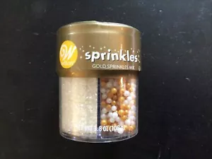 New Pearlized Sprinkles Gold Mix Cake Ice Cream 3.8 Ounce Jar - Picture 1 of 3