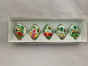 box of 5 hand painted egg shells czech floral design - Picture 1 of 4