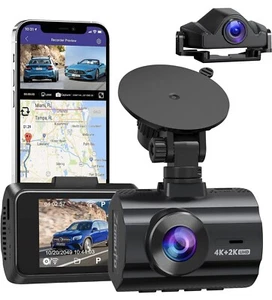 4K Dash Cam vorne und hinten, Auto Armaturenbrett Kamera integriertes WiFi GPS, - Bild 1 von 1