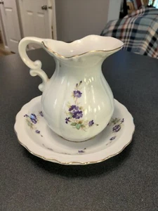 vintage 1984 Lefton China 6" floral pattern pitcher - Picture 1 of 3