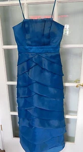 Ladies teal blue formal gown size 6 Max and Cleo womens bandage long dress EUC - Picture 1 of 6