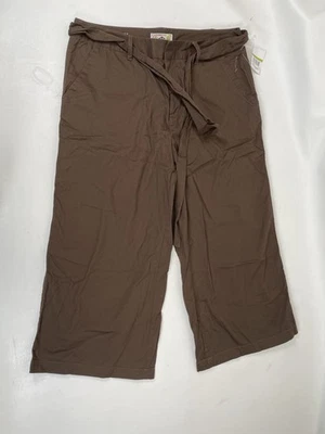 Pantalones capri Caribbean Joe Town and Country sarga pierna ancha para mujer 14 marrón nuevos con etiquetas Foto 1 de 4