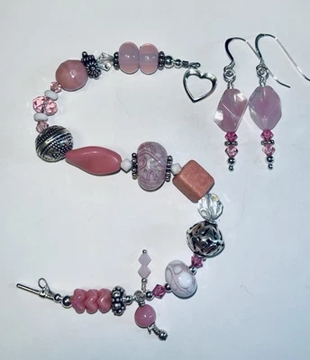 Juego de pulsera y pendientes Swarovski Murano de plata de ley - Bubblegum - ÚNICO EN SU CLASE Foto 1 de 4