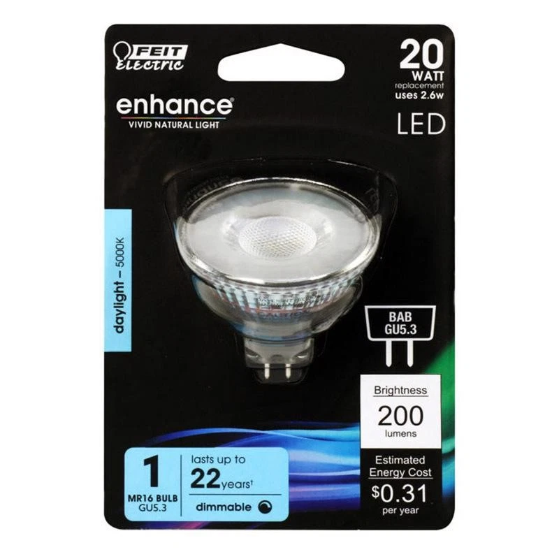 Feit Electric BPBAB/950CA Daylight 12V 5000K 200 lm. MR16 GU5.3 LED Bulb 20W - Image 1 of 1