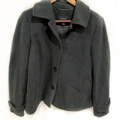 Lands' End Wool & Cashmere Blend Forest Green Coat Peacoat Short 4 - Image 1 of 4