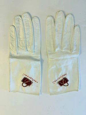 复古白色皮革手套纪念品意大利刺绣罗马 Arrivederci 尺寸 7 — 第 1/4 张图片