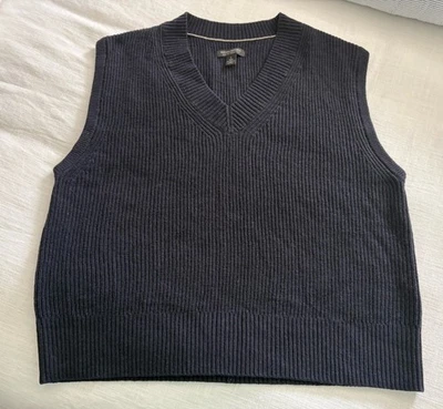 Chaleco Suéter Banana Republic Italiano Mezcla Merino Para Hombres L Azul Marino Preppy Moderno Foto 1 de 4