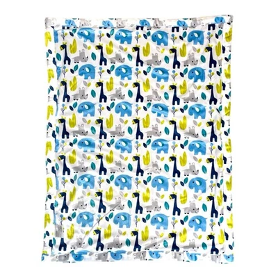 Manta bebé S L Home Fashions jirafa elefante rinoceronte azul verde gris Foto 1 de 4