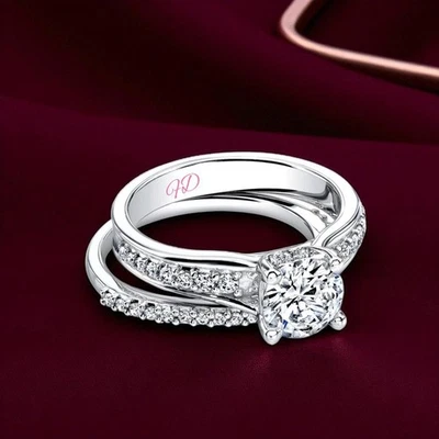 Gold Diamond Ring For Wedding Round Lab Grown 1.5 Carat IGI Certified 14k White - Image 1 of 4