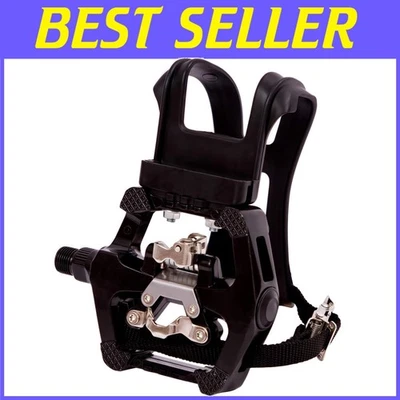 Pedales de bicicleta de spinning para interiores de grado aeroespacial con correas ajustables y rodamientos sellados Foto 1 de 4