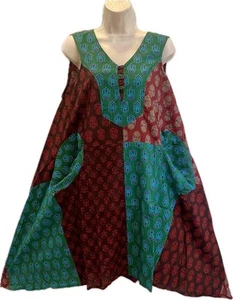 Sacred Threads Hippie Boho Gypsy Festival Patchwork Big Pocket Dress 224202 L/XL - Picture 1 of 8