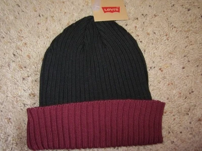 Gorro con puños Levi's - para hombre, talla: talla única, color: negro y vino Foto 1 de 2
