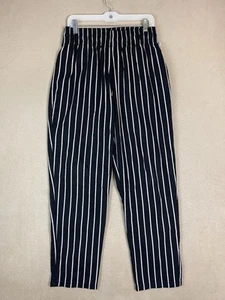 Cookman Pants Mens L Black Striped Chef Pant Relaxed Fit Tapered Elastic Waist - Picture 1 of 12