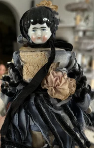 Antike Brustkopfpuppe Biedermeier-Ära ca. 23 cm Porzellankopf, Deutschland - Picture 1 of 8
