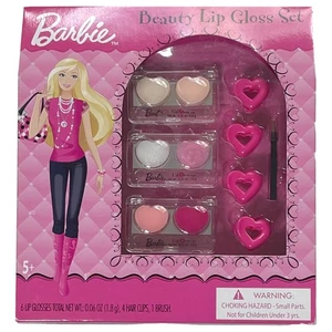 Conjunto de cosméticos brillo de labios belleza Barbie para niñas pequeñas maquillaje, pinzas para el cabello y maquillaje - Imagen 1 de 2