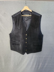 Herren Expressions Moderne Western Vintage Wildleder Leder Schwarz Weste Größe XL - Bild 1 von 10