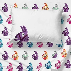 Fortnite Twin weiß lila Lama Laken Set bunt Pinata Druck Gamer Schlafzimmer - Bild 1 von 7