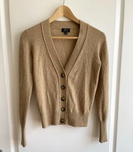 J.Crew Everyday cashmere cropped cardigan sweater Size XS Brown Tan Excellent - Picture 1 of 8