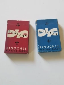 GEBRAUCHTE VINTAGE BARCLAY PINOCHLE SPIELKARTEN 2 DECKS LEINENOPTIK - Bild 1 von 7