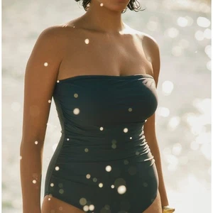 NWT J. CREW Womens One Piece Size 24 Navy Ruched Classic Minimalist Swimsuit - Picture 1 of 9