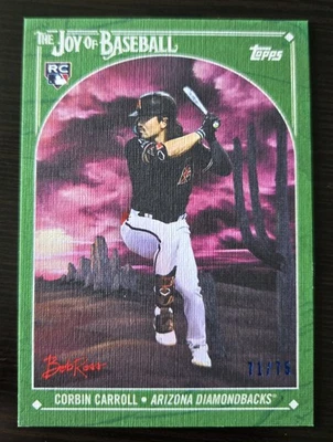 2023 Topps X Bob Ross The Joy of Baseball Corbin Carroll #67 Sap Green /75 - Image 1 of 3