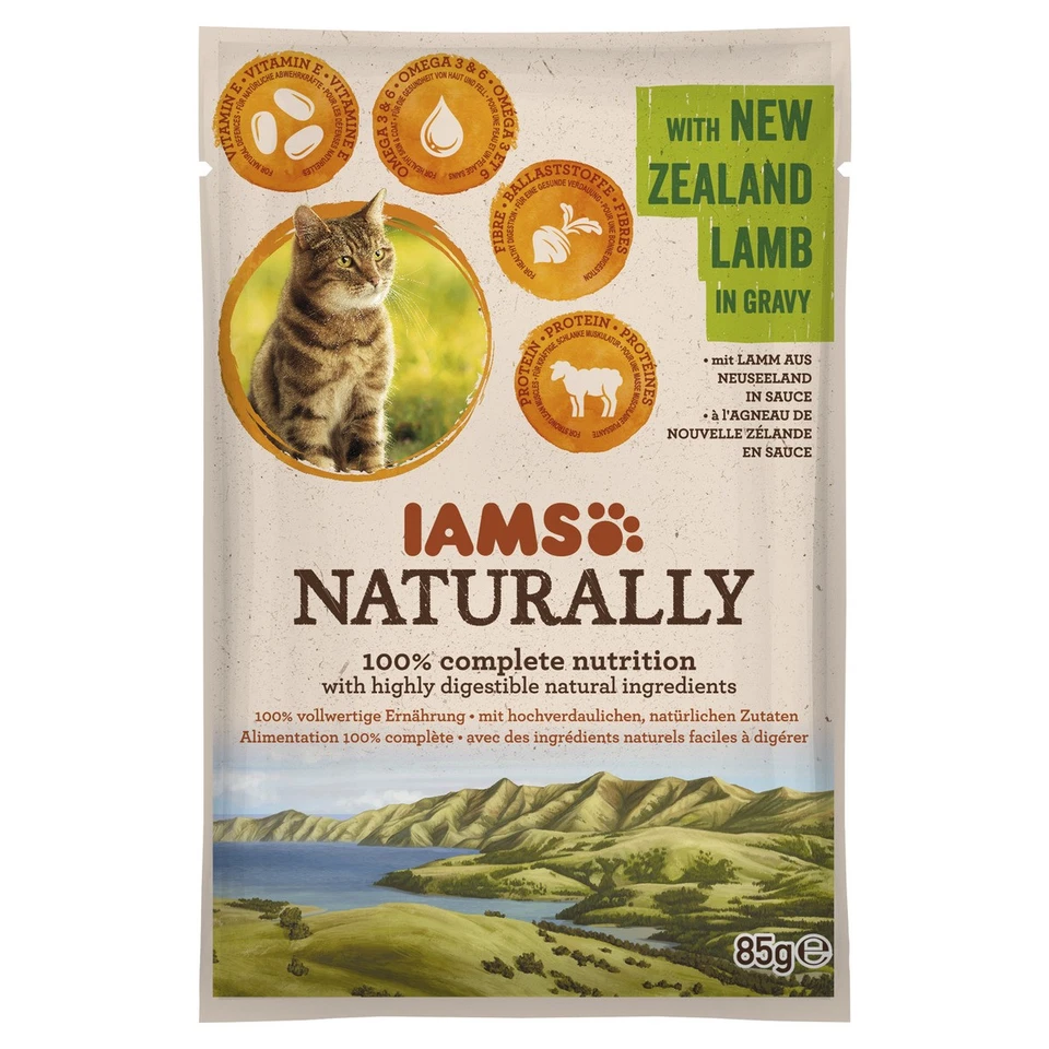 IAMS Naturally Adult mit Neuseelandlamm in Sauce 85 g, UVP 1,09 EUR, NEU - Bild 1 von 1