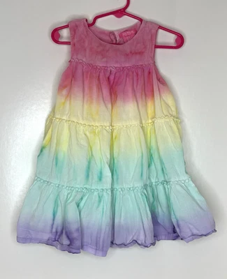 Vestido Isaac Mizrahi Nueva York Niñas Talla 3 3T Algodón Pastel Arco Iris Boho Tie Dye Foto 1 de 4