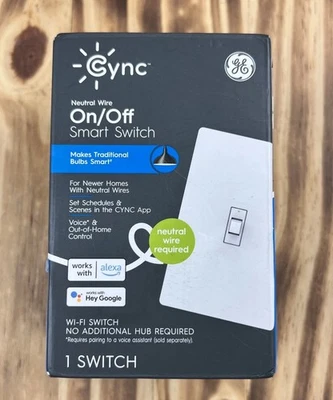 Nuevo interruptor Cync GE 93105376 monopolo o 3 vías inteligente blanco blanco sellado Foto 1 de 4