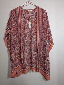 Max Studio Women's Paisley Cover Up Kimono Size S $195 Orange/Red NWT - Picture 1 of 6