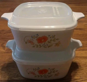 Juego de 2 cazuelas Corning Ware Wildflower Petite con tapas de plástico P-43-B 2 3/4 tazas - Imagen 1 de 9