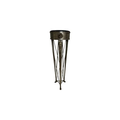 Maitland Smith French Directoire Style Silver Leaf and Bronze Tall Pedestal - Image 1 of 4