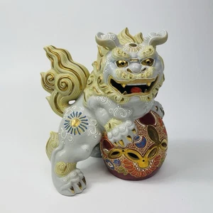 Japan Vintage Kutaniyaki Keramik Foo Hund Shishi Löwe Statue Glück - Bild 1 von 18