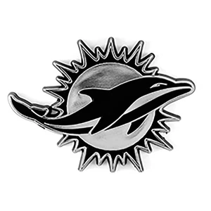 Miami Dolphins Premium Solid Metal Chrome Auto Emblem Team Logo Car Decal - Picture 1 of 1