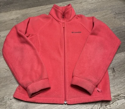 Chaqueta Columbia Niñas 14/16 Rosa Vellón Cuello Simulado Cremallera Completa Bolsillos Gorpcore Foto 1 de 4