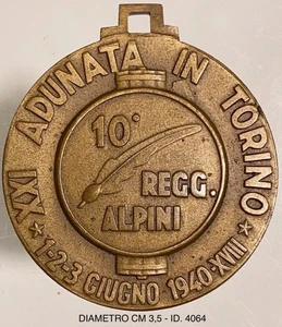 ALPINI XXIa ADUNATA ANNUALE DEL X° TORINO A.XVIII° 1940 MEDAGLIA OPUS ANGOLETTA - Picture 1 of 6