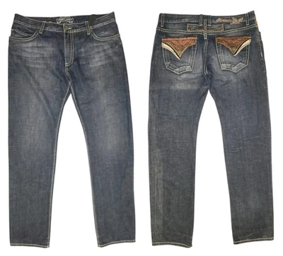 Pantalones de mezclilla Robin’s para hombre 38x36 tachonados estilo vintage dorado Ryder bolsillos traseros con solapa de cuero Foto 1 de 4