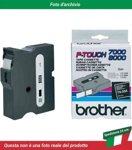 TX-355 Brother TX Tape Cassetta Bianco su Nero - Photo 1/4