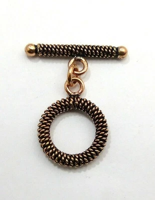 3 SET 18X27MM SOLID COPPER BALI TOGGLE CLASP ANTIQUE COPPER 565 ATL-92 - Image 1 of 3