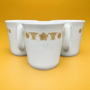 Vtg USA Butterfly Gold 3pc Cups Mugs By Corining Ware Pyrex - Picture 1 of 11