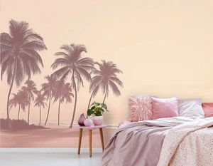 Bedroom PHOTO WALLPAPER 312x219 cm feature wall sunrise over palmy beach - Picture 1 of 5