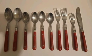 Washington Forge WF Stainless Korea Mardi Gras Red 10 PC Silverware - Vintage - Picture 1 of 10
